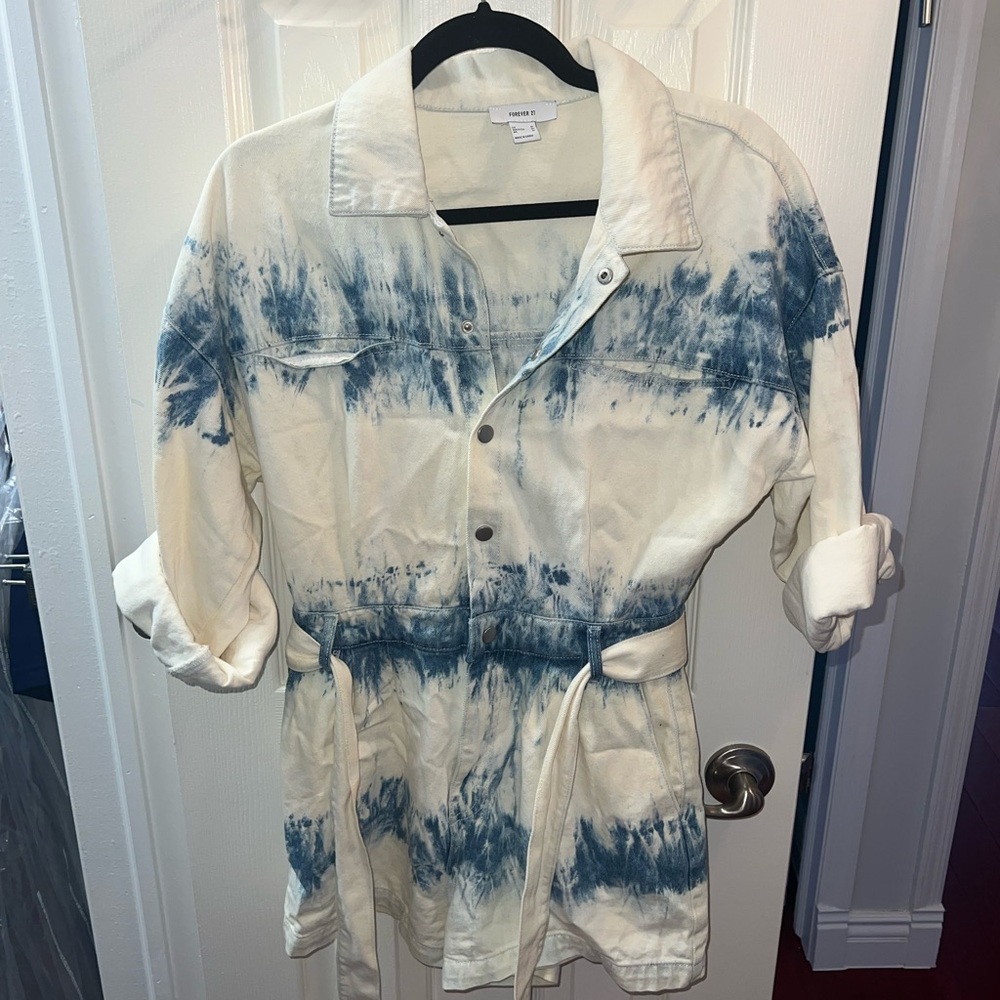 Forever 21 Blue and White Tie-Dye Romper